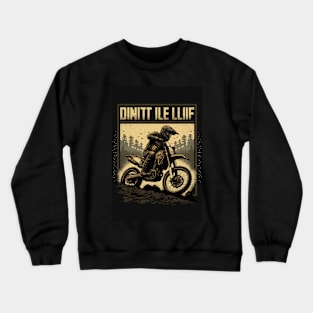 Dirt bike - black silhouette, yellow background Crewneck Sweatshirt